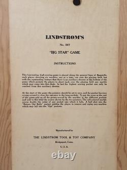 Lindstroms BIg Star Game Bagatelle Vintage 30's USA Made Tabletop Pinball No 597