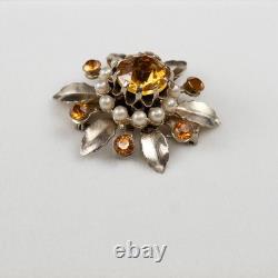 Lucille Ball Owned Worn Flower Shaped Gold WithOrange Stone Pin Sydney Guilaroff