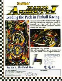 Mario Andretti Pinball Machine 1995 Gottlieb Fully working condition