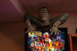 Monster Bash Pinball Machine Topper, Frankenstein, Led Eyes, On Wooden Platform