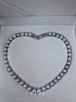 Natural 8mm Lavender Pink Freshwater Pearl Necklace 44cm Real Baroque Pearls