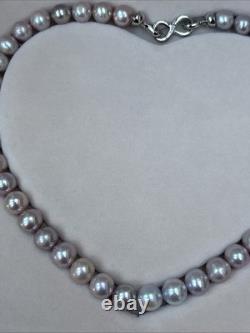 Natural 8mm Lavender Pink Freshwater Pearl Necklace 44cm Real Baroque Pearls