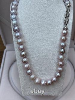 Natural 8mm Lavender Pink Freshwater Pearl Necklace 44cm Real Baroque Pearls