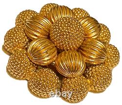 Nettie Rosenstein Vintage Gold Tone Stacked Textured Ball Sculptural Brooch Pin