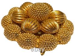 Nettie Rosenstein Vintage Gold Tone Stacked Textured Ball Sculptural Brooch Pin