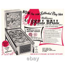 ORIGINAL Skill Ball 1960s Williams Pinball Machine Backglass Magic Tricks RARE