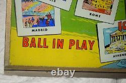 Original Bally Pinball Backflash Glass Translite 60s vintage art 1964 Grand Tour