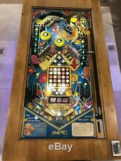 Pinball Machine Coffee Table Oak Bally 1981'Mr. & Mrs. Pac-Man' PlayField