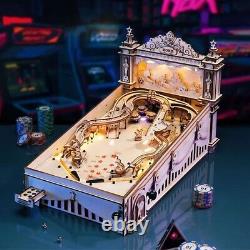 Pinball Machine Puzzle 3D DIY Wooden Model LED Self Assemble Arcade Game Build