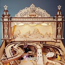 Pinball Machine Puzzle 3D DIY Wooden Model LED Self Assemble Arcade Game Build