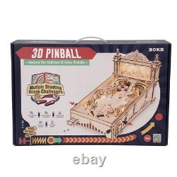 Pinball Machine Puzzle 3D DIY Wooden Model LED Self Assemble Arcade Game Build