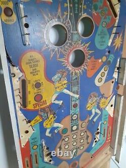 Pinball playfield, Stern Ted Nugent'/musically theme pinball machine. 1970s