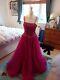Pink Prom Ball Gown Silk Size 8 With Embroidered Diamante Throughout With