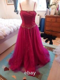 Pink prom ball gown Silk Size 8 With Embroidered Diamante Throughout With
