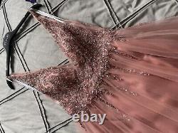Pink prom dress Diamanté size 14