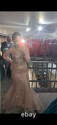 Prom Dress Rose Pink Mermaid Look with Sequins Size 8
