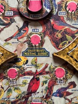 Rare Vintage 1930's Lindstrom's Nesting Birds Wall Display Bagatelle Pin Ball