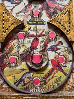 Rare Vintage 1930's Lindstrom's Nesting Birds Wall Display Bagatelle Pin Ball