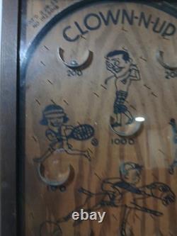 Rare Vintage Pin Ball Game Clown-N-UP Wooden 1930's! Wood Working Pinball