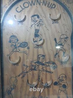 Rare Vintage Pin Ball Game Clown-N-UP Wooden 1930's! Wood Working Pinball