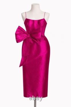 Rasario BNWT Pink Silk Midi Dress With Bow Size FR36 UK 6 RUS 42 IT38
