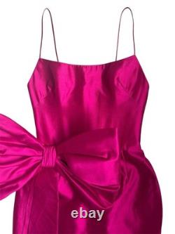 Rasario BNWT Pink Silk Midi Dress With Bow Size FR36 UK 6 RUS 42 IT38