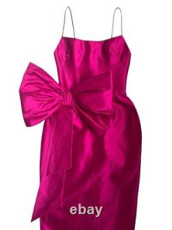 Rasario BNWT Pink Silk Midi Dress With Bow Size FR36 UK 6 RUS 42 IT38