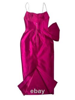 Rasario BNWT Pink Silk Midi Dress With Bow Size FR36 UK 6 RUS 42 IT38
