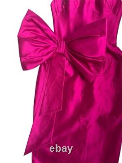 Rasario BNWT Pink Silk Midi Dress With Bow Size FR36 UK 6 RUS 42 IT38
