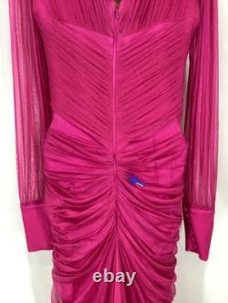 Rhea Costa Womens Namira Silk Tulle Long Dress It44/ Uk10 Fucsia Ib