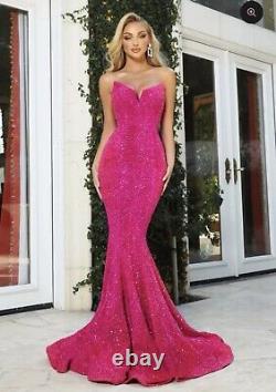 Sequin Ball Gown Hot Pink Pageant Size 10 Portia And Scarlett PS21208