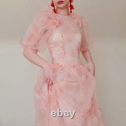 Simone Rocha X HM Pink Floral Tulle Dress Size S