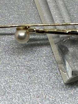 Solid 9ct Gold GOLFING stick pin Diamond Pearl Golf Ball full Hallmark 1.6g