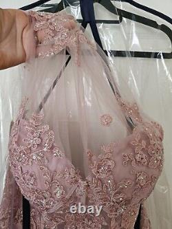 Stacees Dusky Pink Prom Dress Ball Gown Size 14 UK Perfect Condition Worn Once