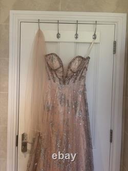 Stunning Sequin Evening Gown Nude/Blush with Silver Embellishment Size 10