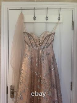 Stunning Sequin Evening Gown Nude/Blush with Silver Embellishment Size 10
