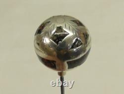 Stunning Silver Overlay Hat Pin Ball
