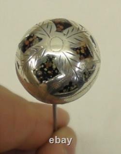 Stunning Silver Overlay Hat Pin Ball