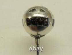Stunning Silver Overlay Hat Pin Ball