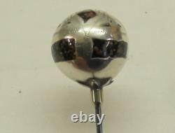 Stunning Silver Overlay Hat Pin Ball