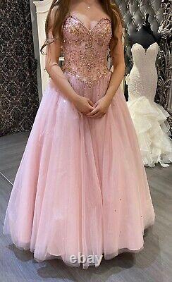 Stunning pink prom dress size 6 with gold sequins