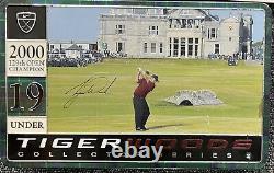 TIGER WOODS Signed Pin Flag 2000 The Open Champion + Balls Display FRAMED COA