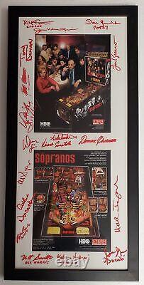 The Sopranos Stern Pinball Machine Promo Flyer Framed Signed by 18