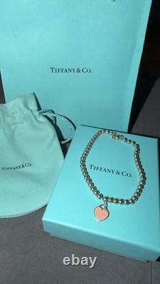 Tiffany & Co Return to Tiffany Heart Tag 925 Silver Bead Bracelet, Enamel