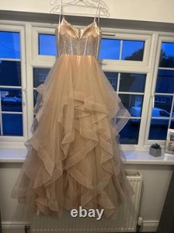 Tiffany Prom Dress Size 10 Latte. Worn Once Dry Cleaned Excellent Condition UK
