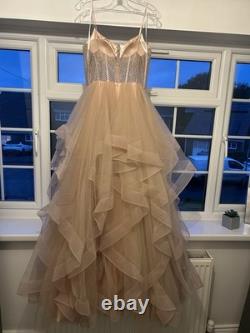 Tiffany Prom Dress Size 10 Latte. Worn Once Dry Cleaned Excellent Condition UK