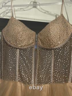 Tiffany Prom Dress Size 10 Latte. Worn Once Dry Cleaned Excellent Condition UK