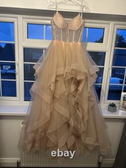 Tiffany Prom Dress Size 10 Latte. Worn Once Dry Cleaned Excellent Condition UK