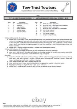 Towbar to fit Mitsubishi L200 Series 5 2015 to 2019 All Models Towball Electrics