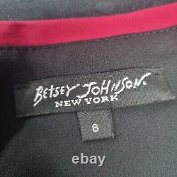 VTG Betsey Johnson New York Y2K Black Red Polka Dot Midi Pin Up Dress Sz 8